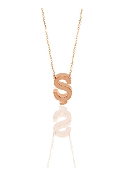 Gümüş Rose Üç Boyutlu Minimal S Harf Kolye (528171015)