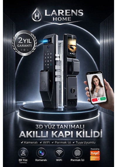 Novarex Pro Akıllı Kapı Kilidi Yüz Tanıma, Parmak İzi, Şifre, Kart Ve Tuya Uygulama Destekli