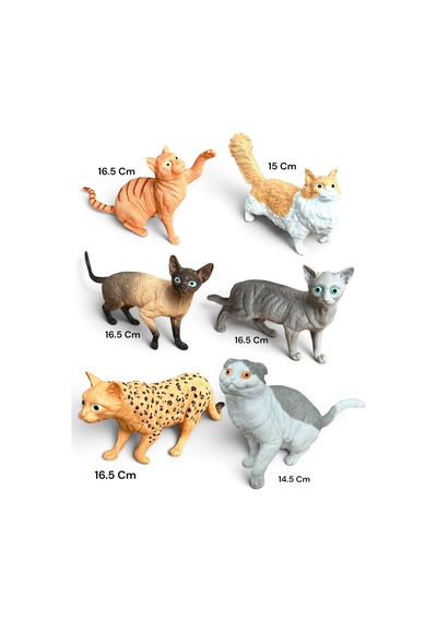 Kedi Hayvan Seti Oyuncak Cins Kediler Modelleri 6 Adet Birlikte Kaliteli Gerçekci Detay Et Malzeme