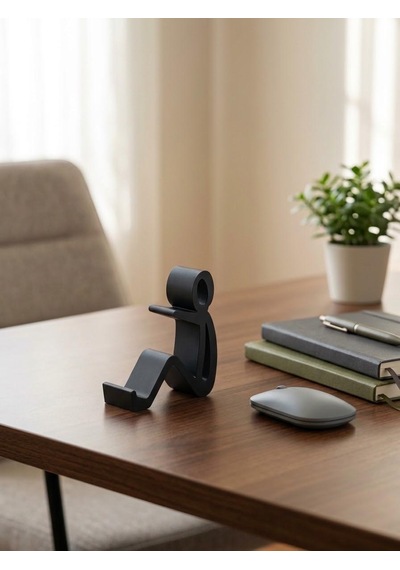 Telefon Tutucu Telefon Standı Adam Telefon Tutan Adam Masaüstü Telefon Tutucu Siyah