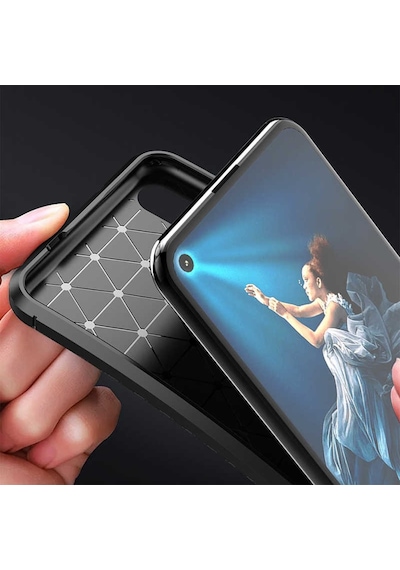 Huawei Nova 5T Kilif Silikon Esnek Karbon Görünüm Negro 404020710