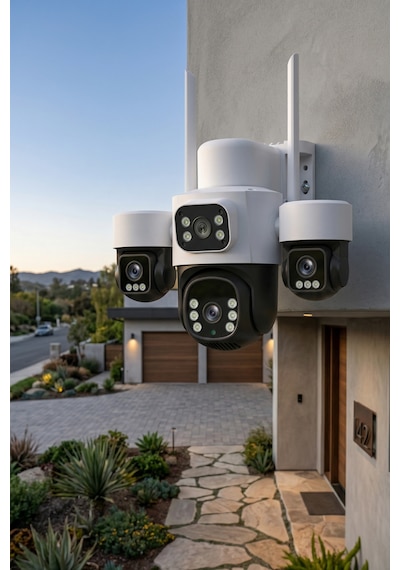 Inox X113 3 Lens 9mp Dış Mekan Wi-fi Güvenlik Kamerası Ip66 Su Geçirmez Renkli Gece Görüşlü Ptz