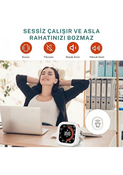 Npt32b Analog Görünümlü Dijital Kronometre Pomodoro Motivasyon Saati