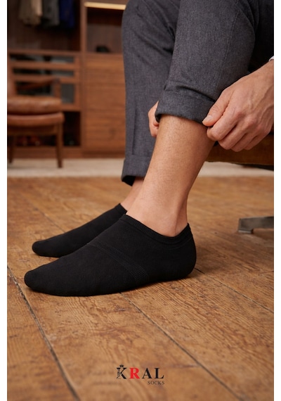 Kral Socks Erkek Snikers 6 Çift Bambu Dikişsiz Hassas Dokuma Terletmez Bambu Çorap Siyah