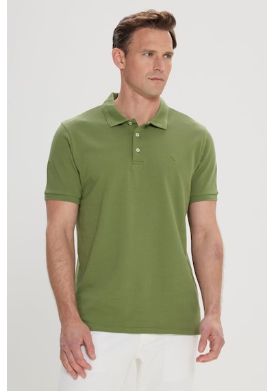 AC&Co / Altınyıldız Classics Erkek Slim Fit Dar Kesim Polo Yaka %100 Pamuk Kısa Kollu Tişört Yeşil