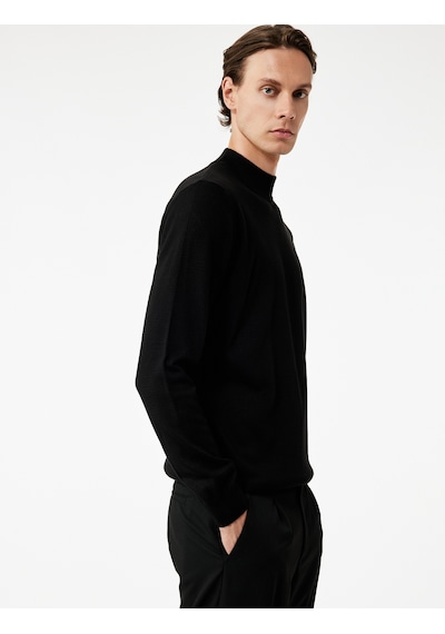 Koton Uzun Kollu Regular Fit Dik Yaka Basic Triko Kazak Siyah 6wam70003ht Siyah