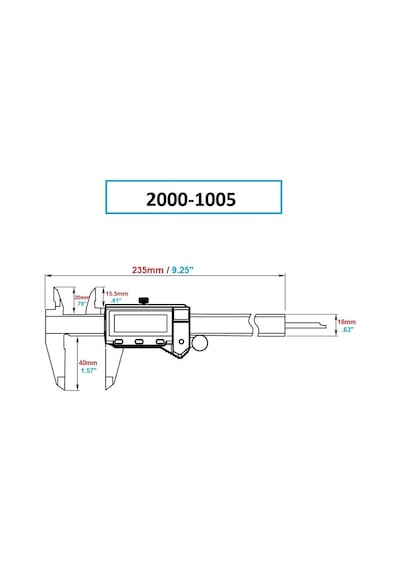 Dasqua 2000-1005 150Mm Mavi Lcd Ekran Dij Kumpas Ip54 Korumal