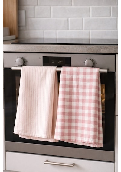 %100 Pamuk Çift Kat Müslin Mutfak Kurulama Bezi 2 Li Set 40x60 Cm Emici Yumuşak Mutfak Havlusu Elv-mkb-pe02 - Elv-mkb Pudra Pembe
