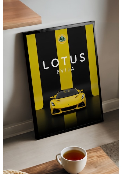 Lotus Evija Siyah Ahşap Çerçeveli Poster, Dekoratif Araba Duvar Tablosu