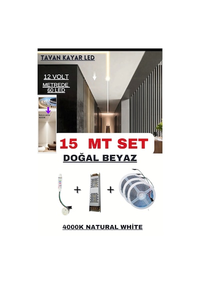 Tavan Akışkan Piksel Kayar Led Sistemi 12 Volt Kit / 15 Metre /4000k Doğal Beyaz