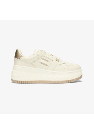 Tommy Hilfiger Tommy Jeans Retro Basket Flatform Kadın Bej Sneaker Düz En0en02607 Bej