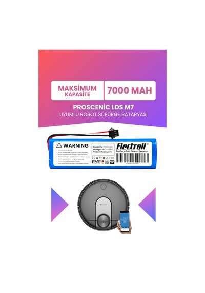 Proscenic Lds M7 Uyumlu Batarya Maksimum Kapasite 7000mah Pil Robot Süpürge Bataryası Değişimi