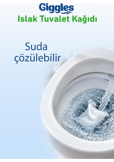 Giggles Islak Tuvalet Kağıdı Suda Çözünen Tuvalete Klozete Atılabilir Mendil 3 Paket 180 Adet