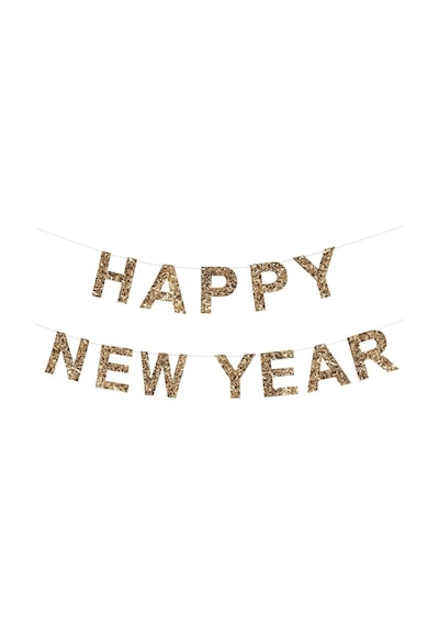 Meri Meri - Gold Glitter Happy New Year Garland - Altın Simli Happy New Year Asılan Süs 0 - 99