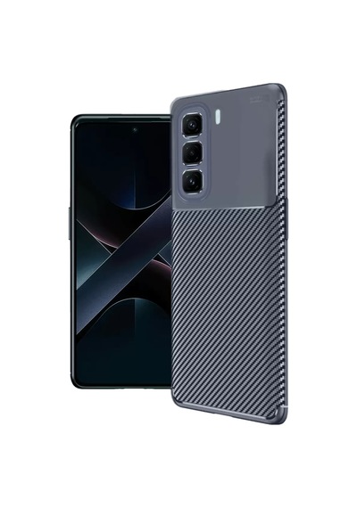 Newface İnfinix Hot 50 4g Kılıf Auto Focus Karbon Kapak - Lacivert