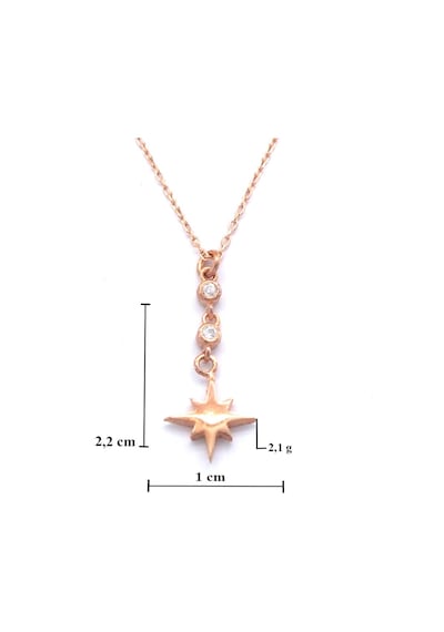FerizZ Zirkon Taşlı Yıldız Rose Gümüş Kolye GK-252