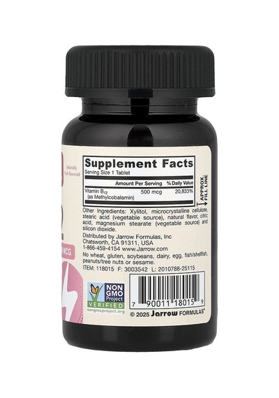 Jarrow Formulas, Methyl B-12, Cherry, 500 Mcg, 100 Chewable Tablets