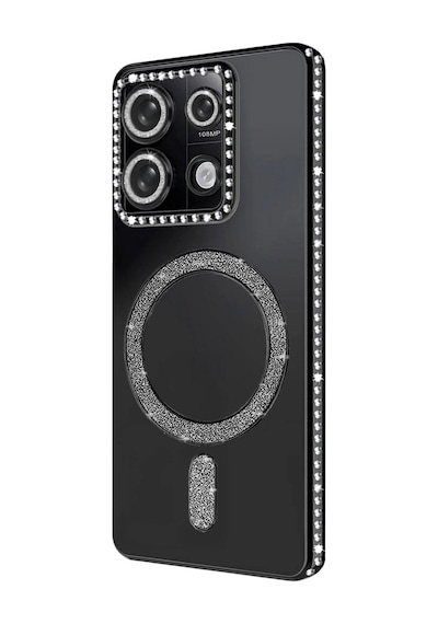 Xiaomi Redmi 13c Uyumlu Joke Simli Magneticsafe Kılıf - Siyah