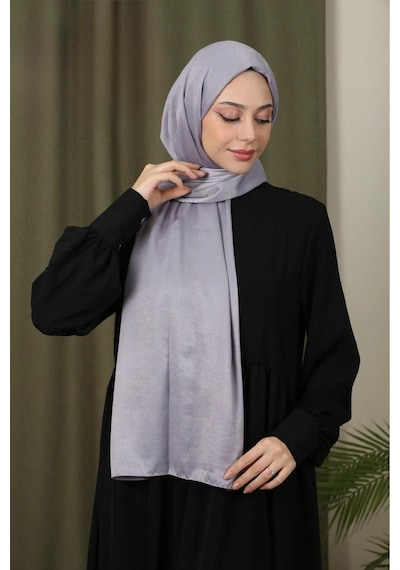 Flora Tekstil Abiye Parlak Bambu İpek Şal Gri