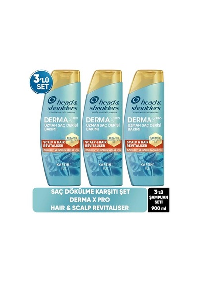 Dermaxpro Scalp & Hair Revitaliser Dökülme Ve Kepek Karşıtı Şampuan Kafein Ve Seramid İle 300ml 3lü Paket