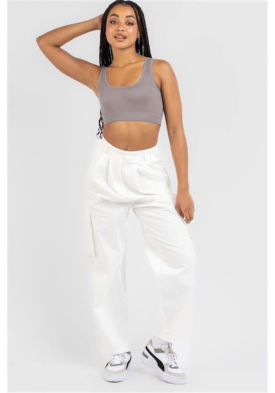 Madmext Füme Askılı Basic Crop Top Bluz Mg1757-füme