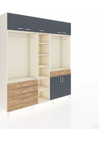 Hyperion Dolap 11 Raflı 4 Çekmeceli 2 Askılı 220x44x243 Aytaşı-antrasit/çam Çok Renkli Hyperion Dolap 11 Raflı 4 Çekmeceli 2 Askılı 220x44x243 Aytaşı-antrasit/çam Çok Renkli