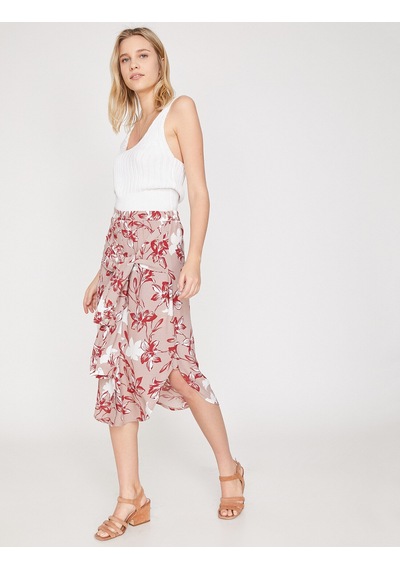Koton Desenli Etek Kahverengi Desenli 9yak78223cw Kahverengi