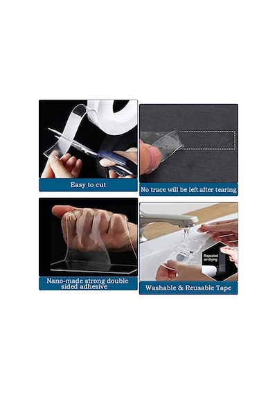 Çift Taraflı Yapışkan Bant, Ekstra Güçlü, Şeffaf, Yıkanabilir, İnce Nano Bant, Çıkarılabilir, İz Bırakmaz, Diğer