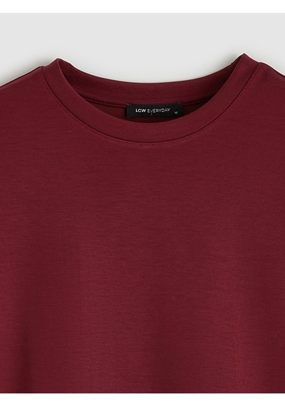 Lcwaıkıkı Basic Bordo Bisiklet Yaka Soft Touch Kadın Tişört