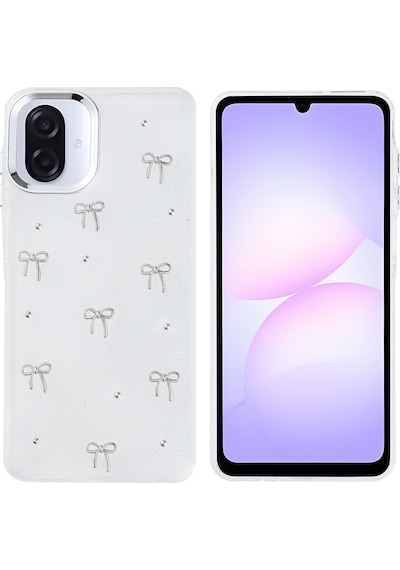 More Tr Samsung Uyumlu Galaxy A07 Kılıf Airbag Tasarımlı Simli Şeffaf Zore Kutup Kapak - Fiyonk