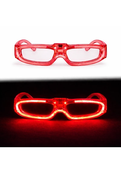 Kırmızı - 598 - Led Işıklı Parti Gözlüğü 3 Modlu Glow &amp Gece - Dpmıx-hb - Eğlence Gözlüğü Tüm Yaşlar