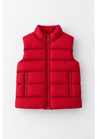 Minigimin Cicileri Dik Yaka Fermuarlı Unisex Şişme Çocuk Yelek 3-6 Yaş - Kırmızı