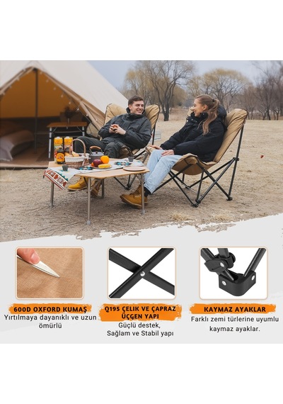 Kingcamp Lemon Lux Ultra Konforlu Kamp Sandalyesi Khaki Haki