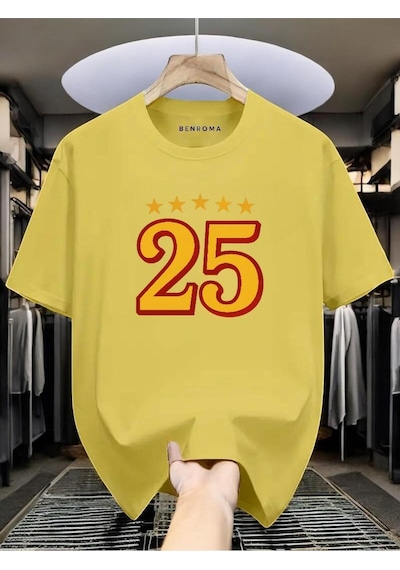Şampiyon 25 Baskılı Unisex Tişört Sari
