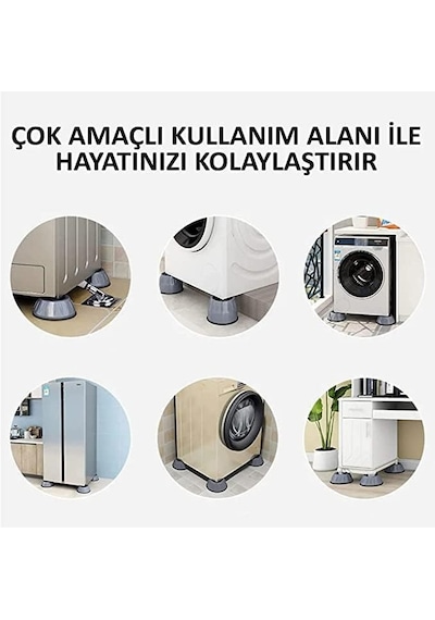 Çamaşır Makinesi Titreşim Önleyici Kauçuk Ayak Pedleri Çamaşır Makinesi Stoper 4'lü Set Gürültü Engelleyici