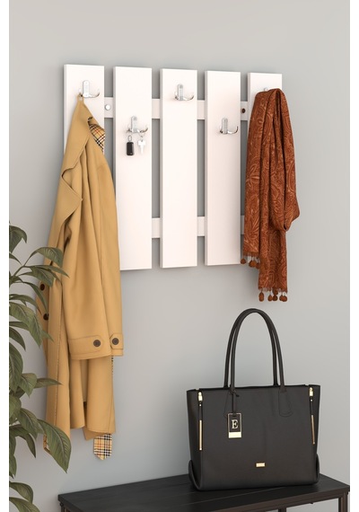 Modern Beyaz Duvar Çit Askılık - 75 Cm Dekoratif 5'li Antre Ve Elbise Askısı Beyaz Beyaz Modern Beyaz Duvar Çit Askılık - 75 Cm Dekoratif 5'li Antre Ve Elbise Askısı Beyaz Beyaz