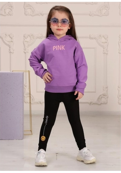 Quzucuk Kids Kız Çocuk Tavşan Figürlü Lila Eşofman Takımı Lila