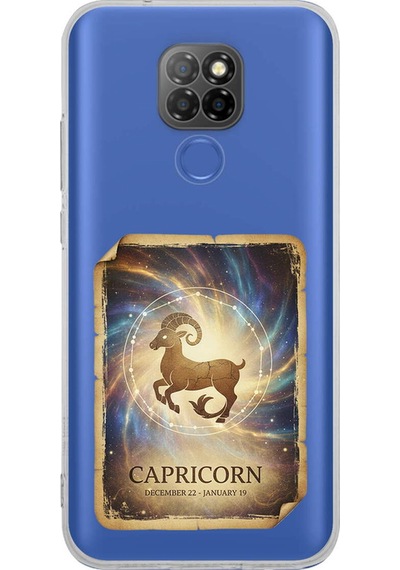 General Mobile Gm 20 İle Uyumlu Burç Kartları Oğlak Tasarımlı Şeffaf Silikon Kılıf Şeffaf