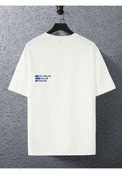 Unisex Beyaz Oversiz Still Follow Freedom Baskılı Örme T-shirt Beyaz Unisex Beyaz Oversiz Still Follow Freedom Baskılı Örme T-shirt Beyaz