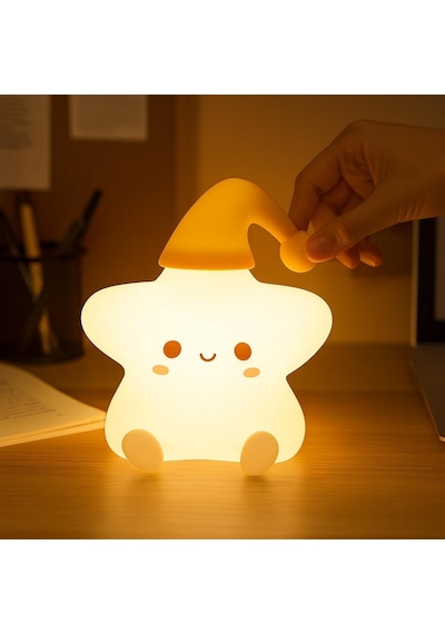 Rgb Led Sevimli Yıldız Çocuk Odası Gece Masa Lambası Renk Değiştiren Yumuşak Silikon Şarj Edilebilir Diğer