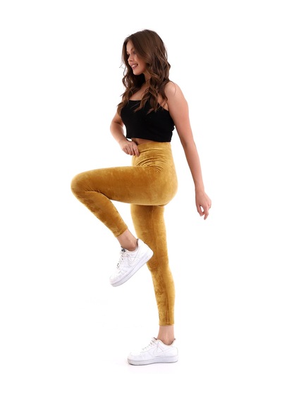 Winmoda34 Kadife Tayt Sarı