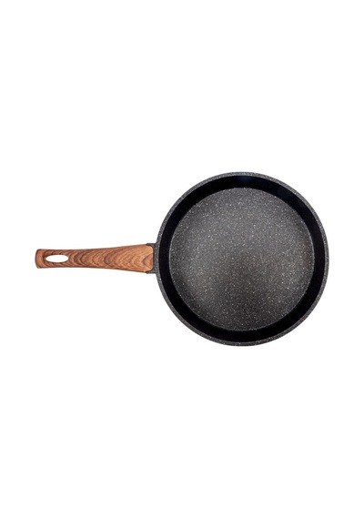 Febern Premium Bio Granit Alüminyum Döküm Nisch Tava Seti - Siyah Koyu Ahşap Kulp