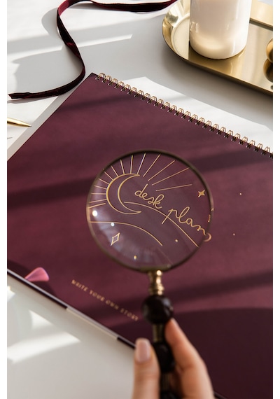 Süresiz Haftalık Spiralli Masaüstü Planlayıcı 24x34 Cm - Desk Planner Bordo Bordo