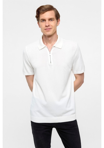 Süvari Beyaz Regular Düz Polo Yaka Triko Tşört -38341 Beyaz