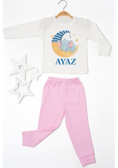 Pia Baby İsme Özel Erkek Çocuk Pijama Takımı %100 Pamuk Penye İsim Baskılı Kişiye Özel Çocuk Pijaması 20193p14pi Krem