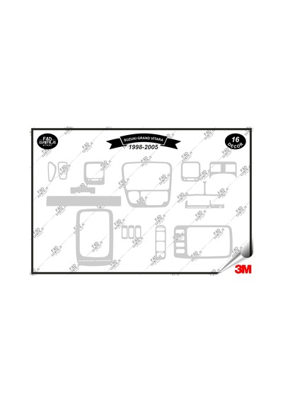 Suzuki Grand Vitara 1998-2005 Torpido Konsol Trim Göğüs Maun Kaplama Set 16 Parça Gümüş Renk