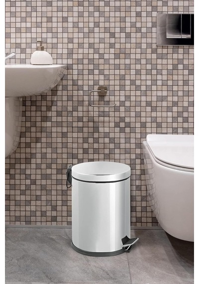 Mutfak Paslanmaz Çelik Pedallı Metal Çöp Kovası 20 Lt Lüx Çöp Kovası Banyo Çok Renkli