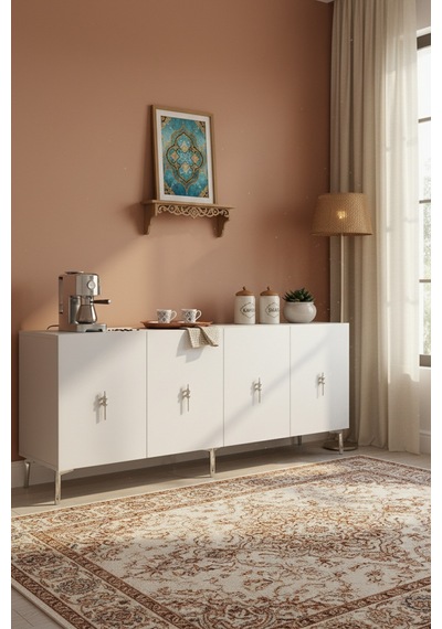 Ka1812bs Salkım Konsol ,tv Sehpası Beyaz-silver 180cm