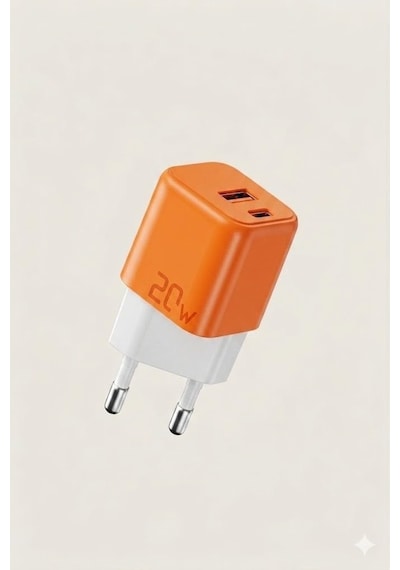 Azeada Seals Serisi 20w Usb + Type-c Hızlı Şarj Adaptörü Turuncu-beyaz Az-a11 20w Çift Giriş, Şarj Başlık