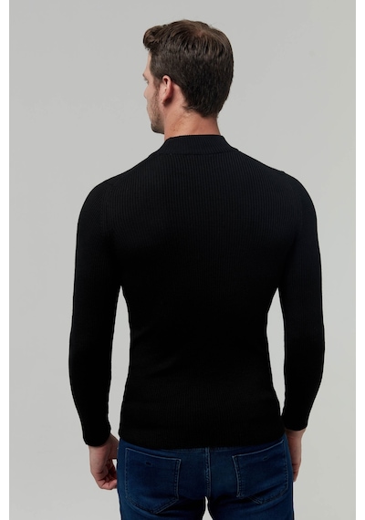 D's Damat Slim Fit Siyah Rib Örgü Pamuk Karışımlı Triko Kazak 1ec060631770m Siyah